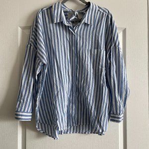 Curve Appeal Womens Stripe 100% Cotton Shirt Size L